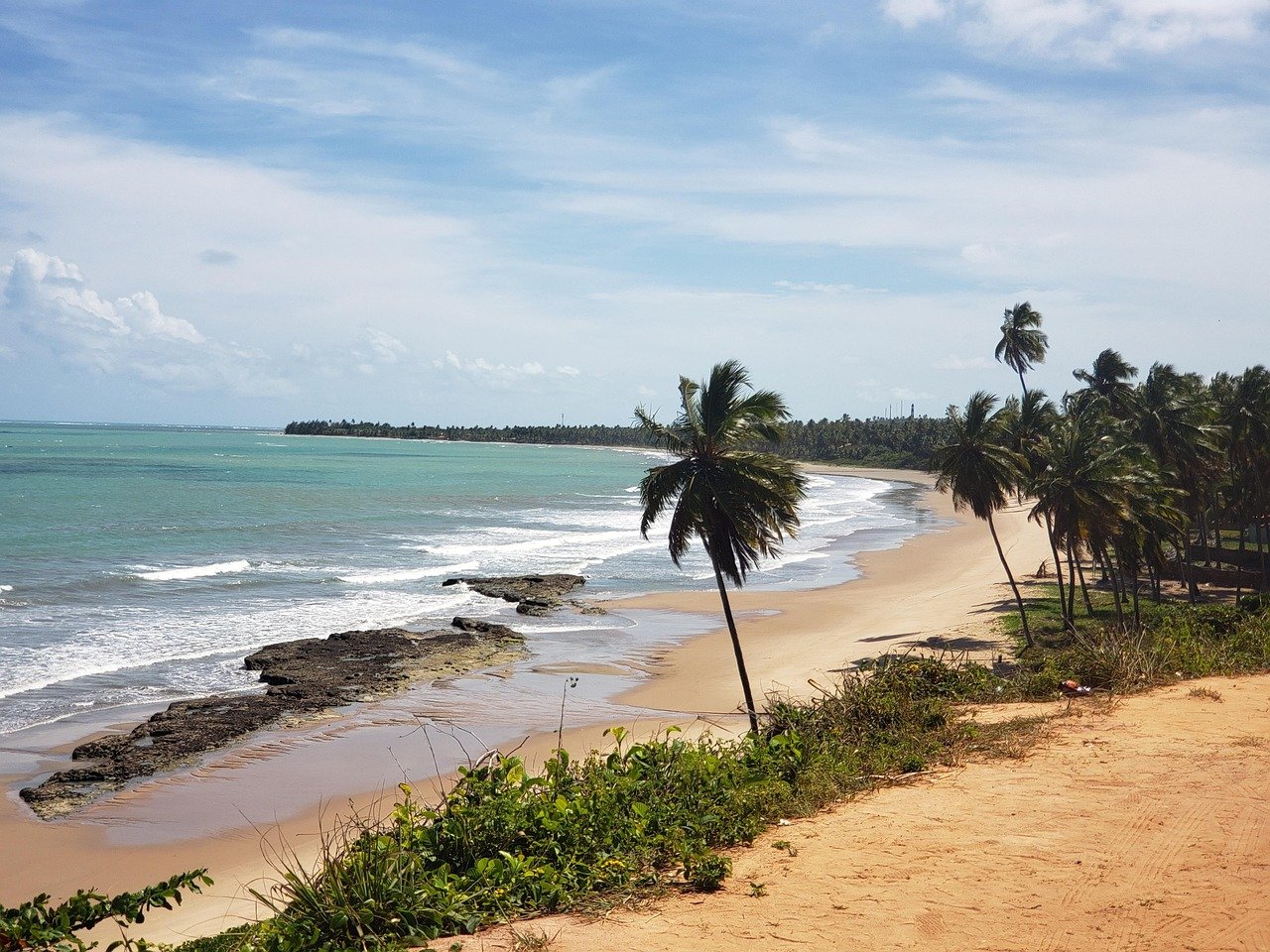 Coqueirais e praia paradisíaca em Japaratinga Alagoas